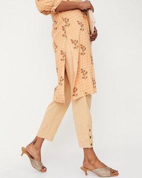 ankle-length pants with drawstring waist