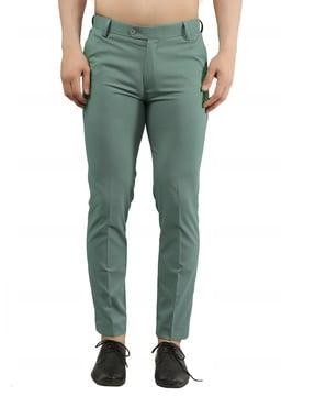 ankle-length slim-fit trousers