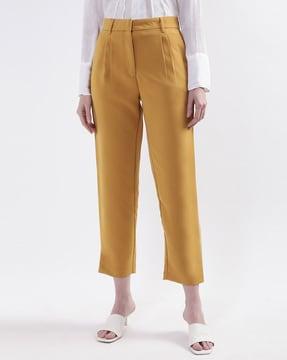 ankle-length straight fit pants