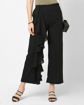 ankle-length  flared trousers