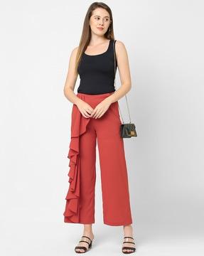 ankle-length  slim fit trousers