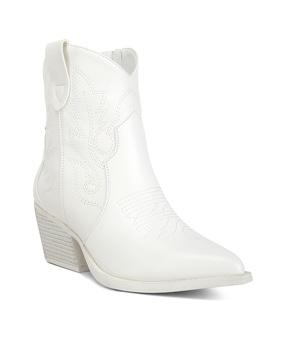 ankle length block heeled cowboy boots