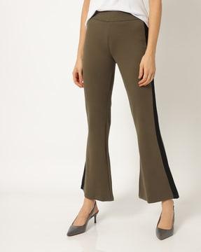 ankle-length bootcut jeggings with contrast stripes