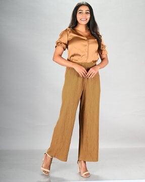 ankle length crushed palazzo with side pockets