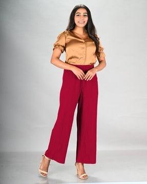 ankle length crushed palazzo with side pockets