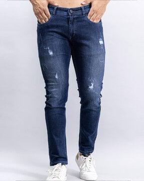 ankle-length denim jeans