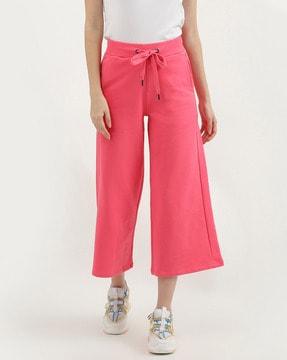 ankle-length drawstring waist culottes