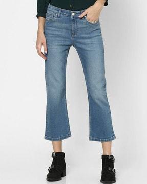 ankle-length flared jeans