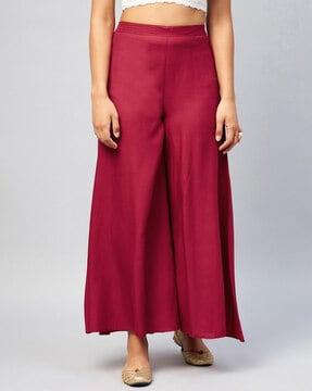 ankle-length flared palazzos