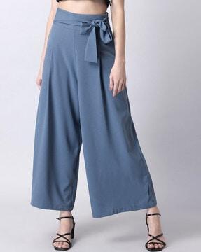 ankle-length flared palazzos