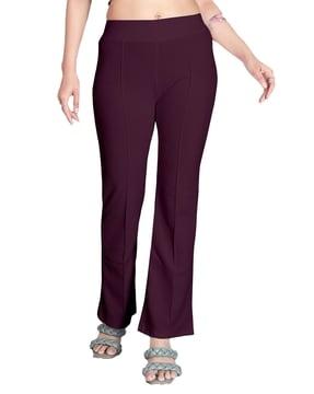 ankle length flared pants with elasticated waistband