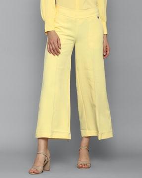 ankle-length flat-front palazzos