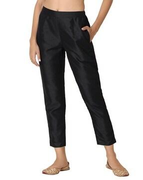 ankle-length flat-front pants