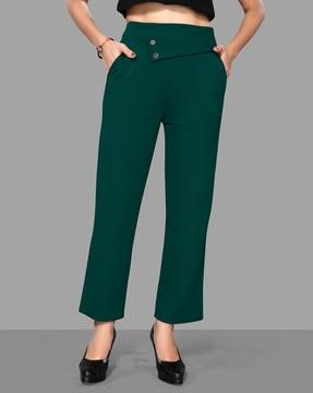 ankle-length flat-front trousers