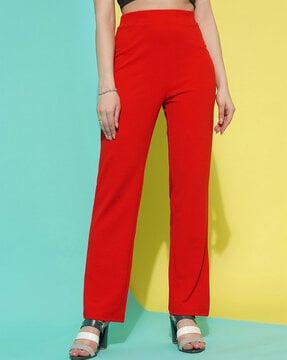 ankle-length flat-front trousers