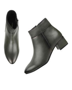 ankle-length heeled boots