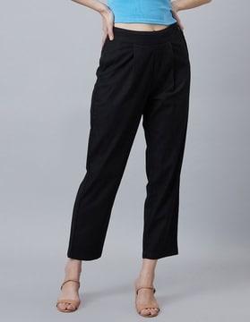 ankle-length high rise jeans