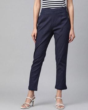 ankle-length insert pockets trousers