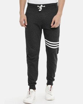 ankle-length joggers with contrast stripes