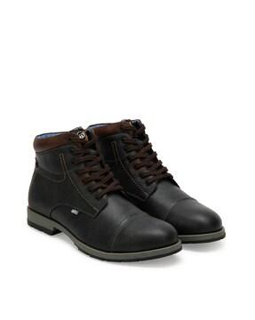 ankle-length lace-up boots