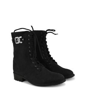 ankle-length lace-up boots