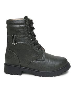ankle-length lace-up combat boots