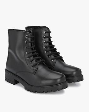 ankle-length leather combat boots