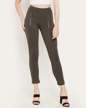 ankle length mid rise jeggings
