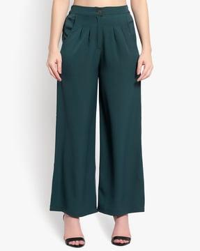 ankle length mid rise trousers
