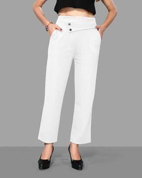 ankle-length mid-rise trousers