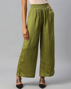 ankle length palazzos with elasticated waistband