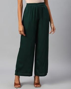 ankle-length palazzos with elasticated waistband