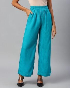 ankle-length palazzos with elasticated waistband