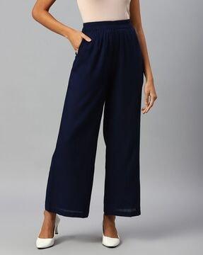 ankle-length palazzos with elasticated waistband