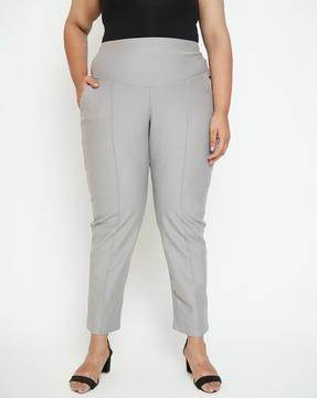 ankle-length pants with elasticated waist