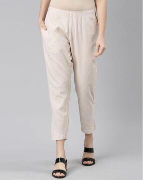 ankle length pants with elasticated weist