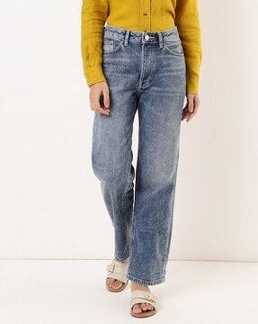 ankle length relaxed fit jeans