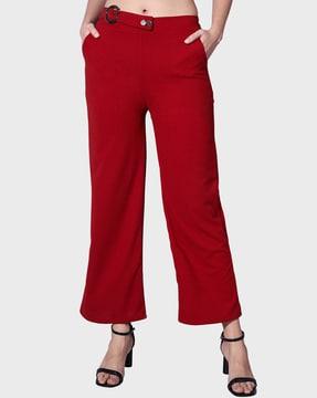 ankle-length relaxed fit trousers