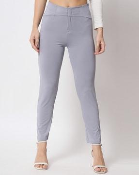 ankle-length skinny fit trousers