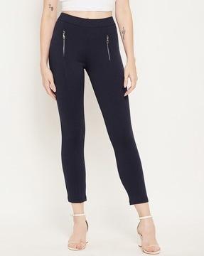 ankle-length skinny jeggings  with zip pockets