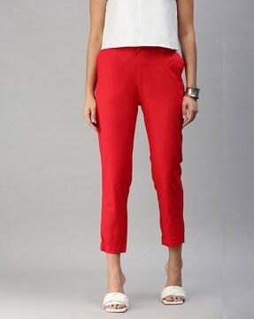 ankle-length slim fit pants