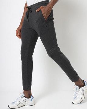 ankle-length slim fit ribbed joggers