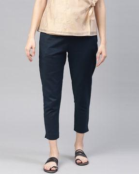 ankle length slim fit trousers