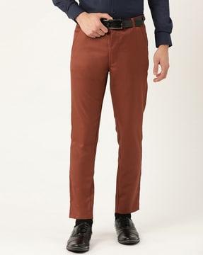 ankle length slim fit trousers