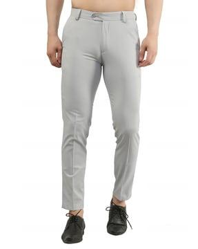 ankle-length slim-fit trousers