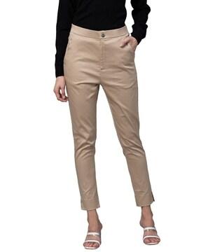 ankle-length slim fit trousers