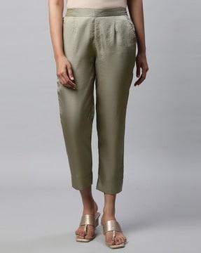 ankle-length straight fit trousers