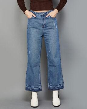 ankle-length straight jeans