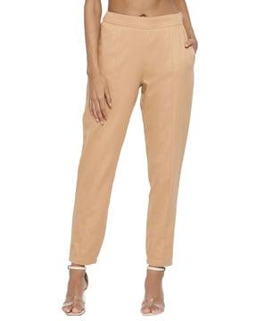 ankle length tapered fit trousers