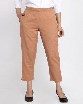 ankle length tapered fit trousers